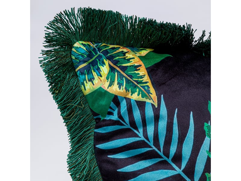  coussin à franges jungle oiseaux  - Conforama E