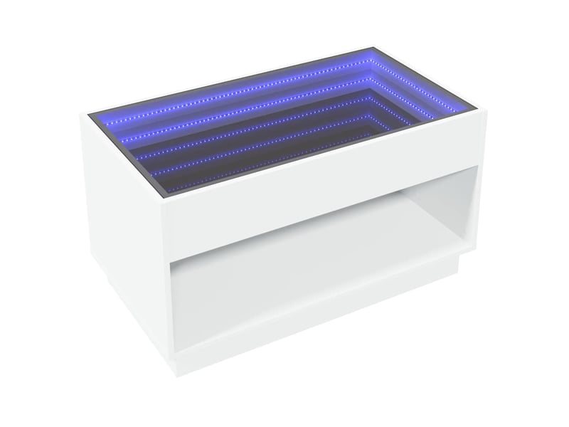 Table basse - table de salon - table à thé avec led infini blanc 90x50x50 cm - Conforama E
