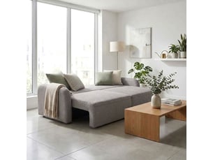 Canapé convertible 3 places en tissu gris et pieds noirs - sokka
