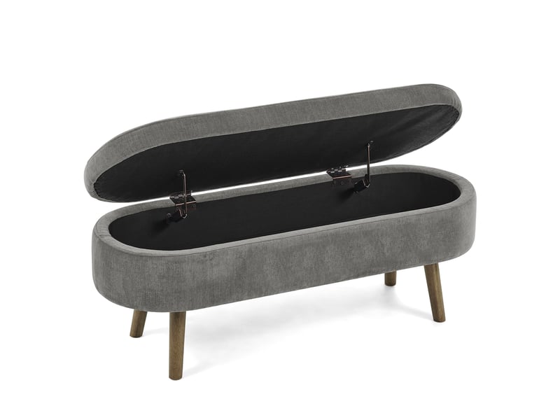  Banc de rangement 110x40x42 cm en chenille gris foncé avec coffre 20 l  - Conforama A
