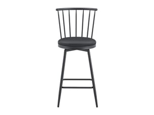 Tabouret de bar windsor en métal, siège rembourré – hauteur bar, îlot cuisine, style vintage et minimaliste