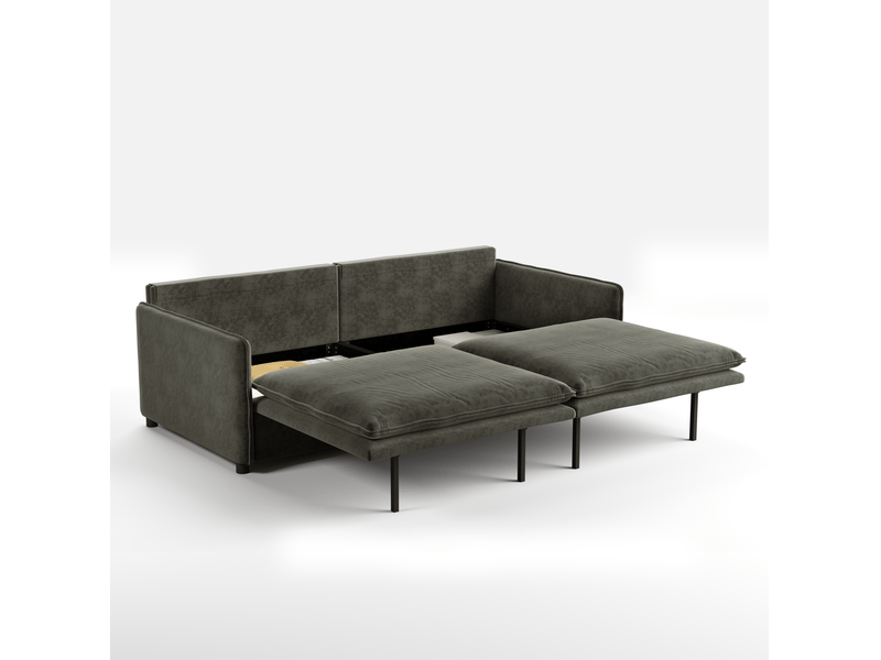 Canapé-lit 3 places 206x91x86 cm 3-en-1 avec rangement gris foncé - Conforama A