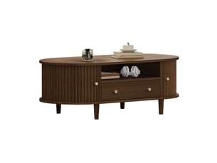 Table basse ovale coloris bois foncé <strong>ELVMI</strong> <strong></strong> - 50 cmx100 cm