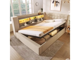 Lit coffre 140x190 cm <strong></strong>  <strong>Radiant Stride</strong> coloris beige