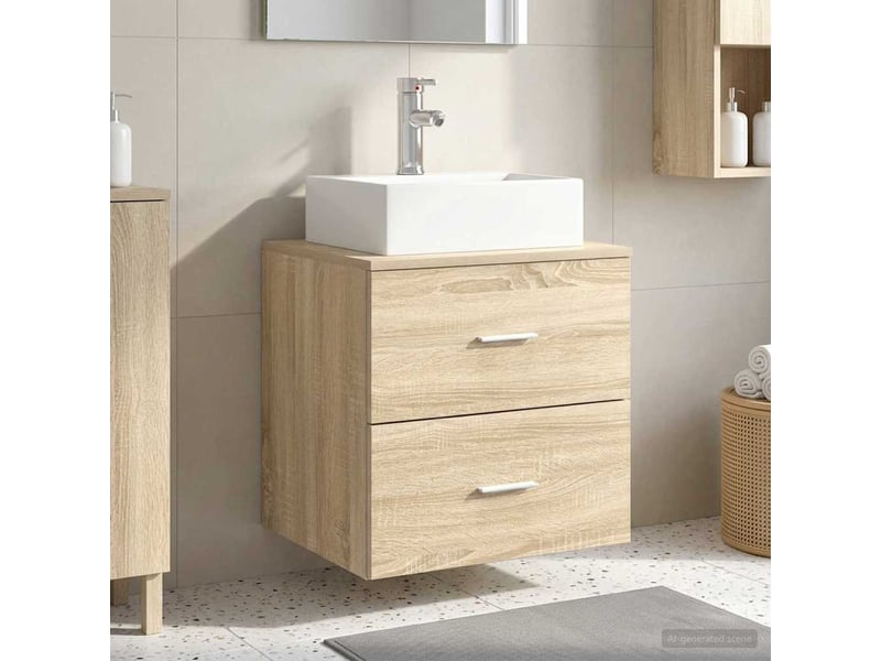  Vanité de lavabo mural, meuble de rangement chêne sonoma 49.5x41x62.5 cm shl6592  - Conforama B