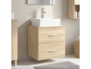 Vanité de lavabo mural, meuble de rangement chêne sonoma 49.5x41x62.5 cm shl6592