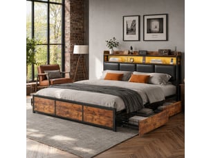 Lit avec rangement 140x200 cm BURSDANY coloris marron