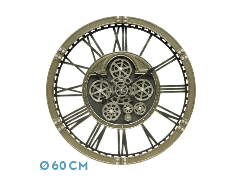  Horloge murale fabrilamp agron 60 x 60 cm cuir engrenages mobiles 217216014 - Conforama A
