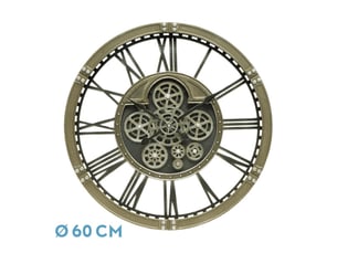 Horloge murale fabrilamp agron 60 x 60 cm cuir engrenages mobiles