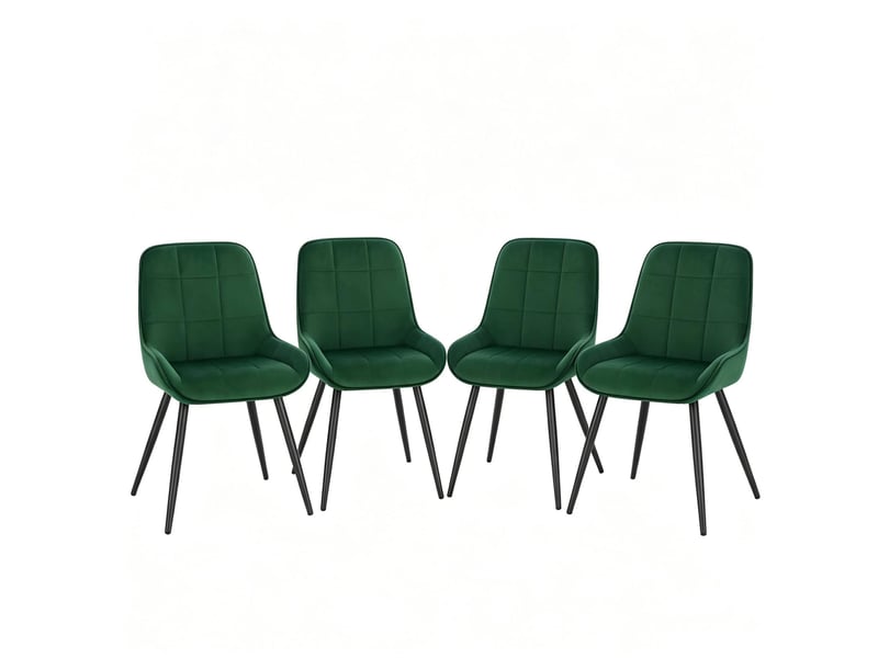  Lot de 4 chaises de salle à manger 52.5×43×81.5cm, structure métallique vert foncé, dossier courbe  - Conforama A
