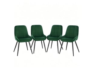 Lot de 4 chaises de salle à manger 52.5×43×81.5cm, structure métallique vert foncé, dossier courbe
