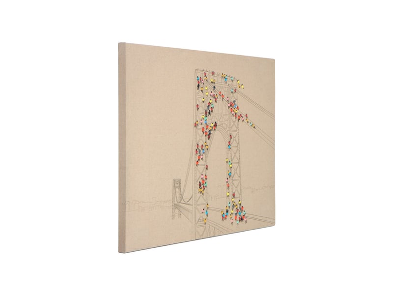  Tableau déco peint foule ii 100x75cm naturel  - Conforama B