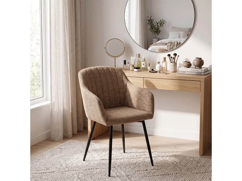Lot de 6 chaises de salle à manger goeurvant 711 en chenille et pieds en métal - marron café JOD00711AAK-6 - Conforama W