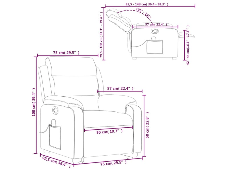  Vidaxl fauteuil de massage inclinable vert clair velours  - Conforama C