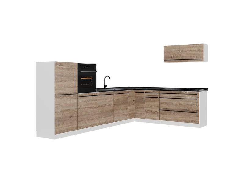  Vicco cuisine en angle, sonomablanc, 327 x cm plan de travail anthracite  - Conforama A