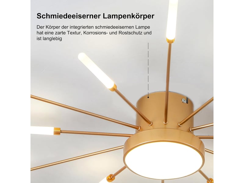  Plafonnier led moderne acrylique intérieur design or 12+1 tête  - Conforama E