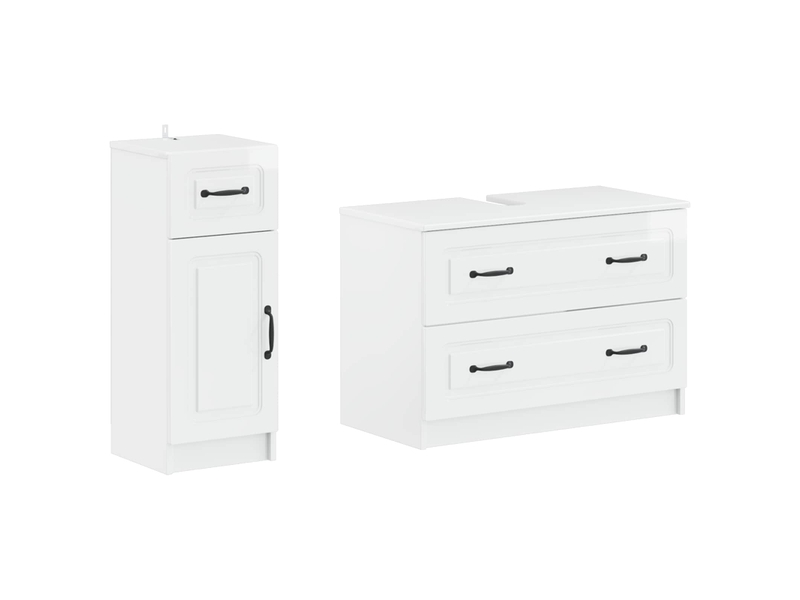  Ensemble de 2 meubles de salle de bain utrecht blanc brillant cf63200  - Conforama A