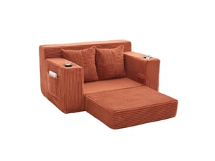 Canapé-lit 2 places 133x151x64 cm convertible orange sans matelas