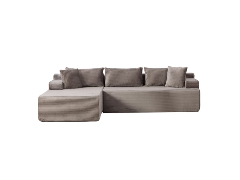 Canapé modulaire 4 places avec méridienne en chenille gris - 272 x 174 x 74,5 cm - Conforama A