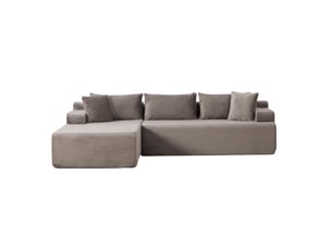 Canapé modulaire 4 places avec méridienne en chenille gris - 272 x 174 x 74,5 cm