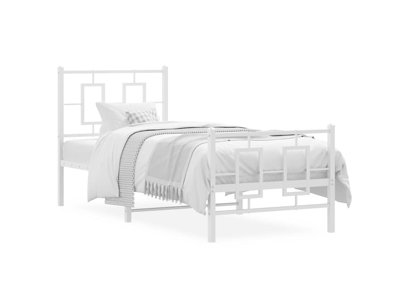  Lit simple- lit adulte -  cadre de lit métal sans matelas avec pied de lit blanc 80x200cm  - Conforama A