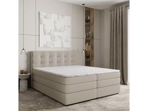 Lit avec rangement 140x200 cm <strong>MASSENO</strong>  <strong></strong> coloris beige