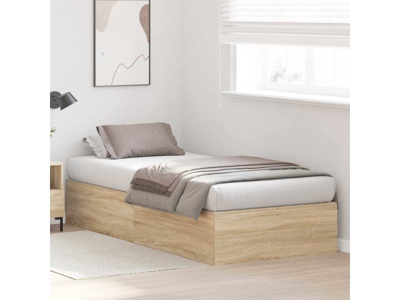 Lit simple- lit adulte - cadre de lit avec rangement avec porte chêne sonoma 80 x 200 cm - Conforama C
