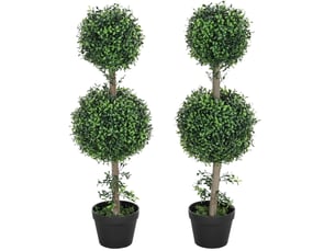 Plante artificielle en pot avec protection uv, lot de 2, plastique vert, pour intérieur et extérieur, 91,4 cm