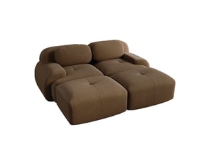 Canapé modulable, canapé 2 places, en velours tricoté, marron, sans structure, pour salon, mobilier pour espace de vie, chambre