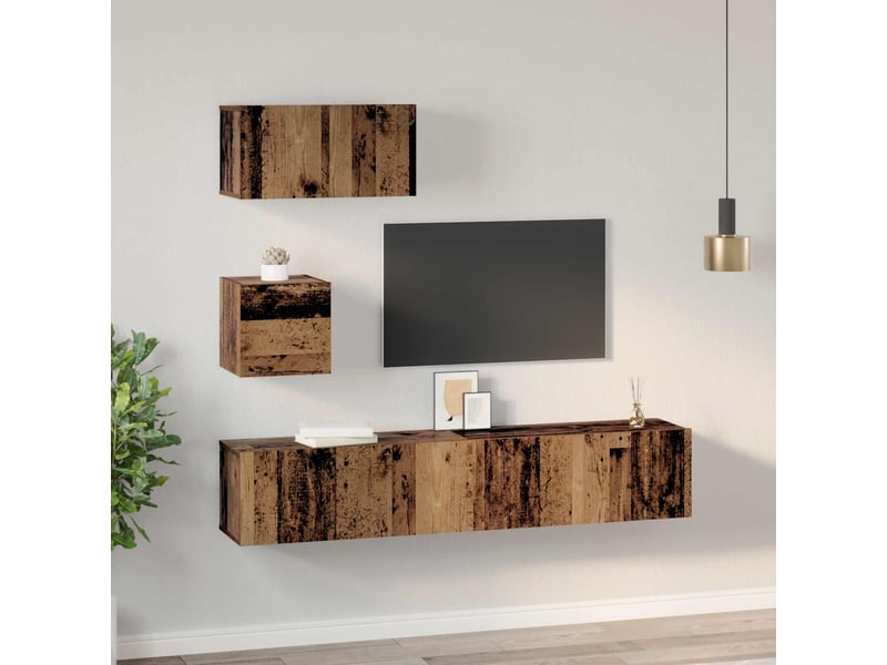  Ensemble meuble tv - banc tv - meuble de rangement 3 pcs bois ancien bois d'ingénierie  - Conforama D