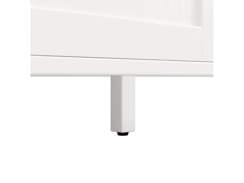  Buffet haut de cuisine avec éclairage led - 4 portes, 3 tiroirs - 120x40x179 cm - blanc et noir - rangement latéral  - Conforama E