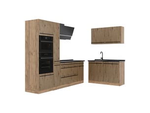 Vicco cuisine en angle, chêne artisanchêne doré, 230 x 120 cm plan de travail anthracite
