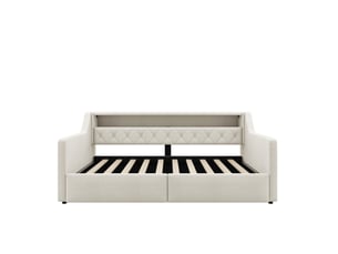 Lit banquette 90x200 cm <strong>ZOVIRA</strong>  <strong></strong> coloris beige