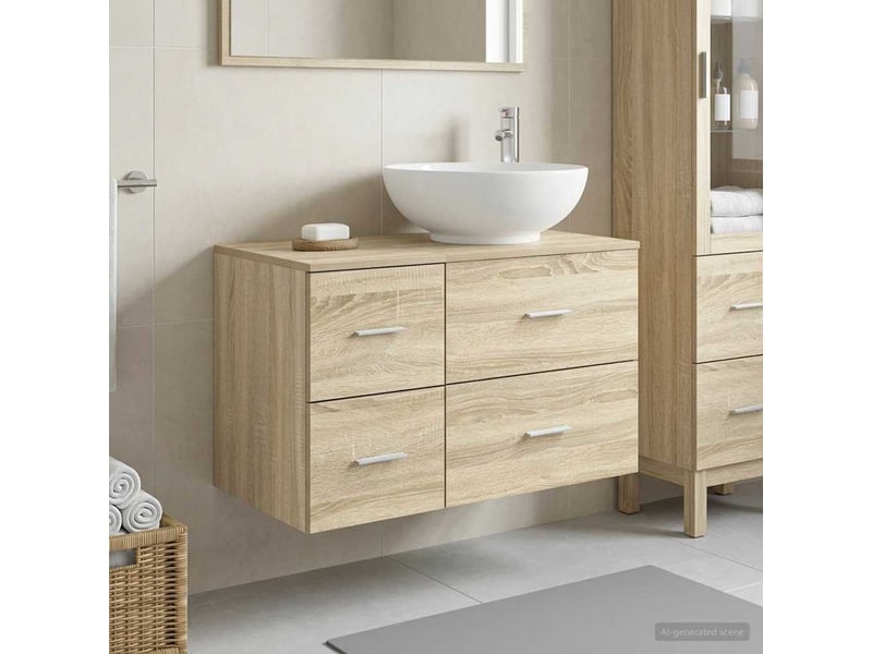  Ensemble de mobilier de salle de bain 2 pc chêne sonoma cf64124  - Conforama B