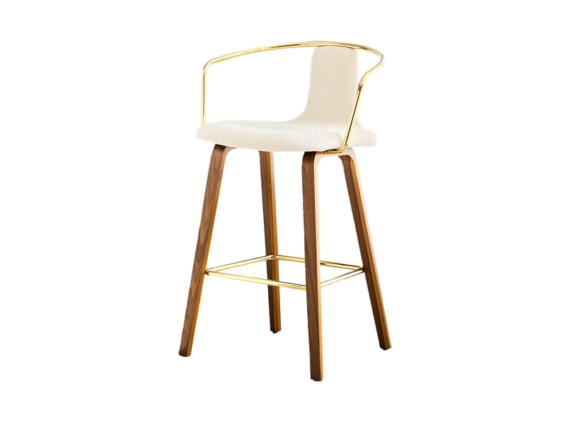  Lot de 2 tabourets de bar,54.7x44x88 cm,avec accoudoirs,tissu teddy,blanc crème  - Conforama D