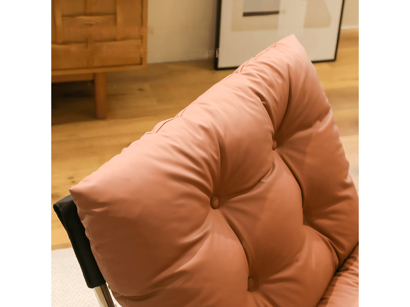  Siège rembourré en similicuir marron, pieds en métal chromé W5318S00017 - Conforama E