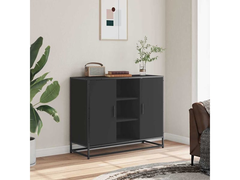  Buffet - bahut - meuble de rangement noir 92x35x76 cm bois d’ingénierie  - Conforama C