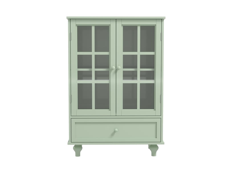 Buffet haut 2 portes vitrées avec tiroir 71x38x92 cm, mdf vert menthe - Conforama E
