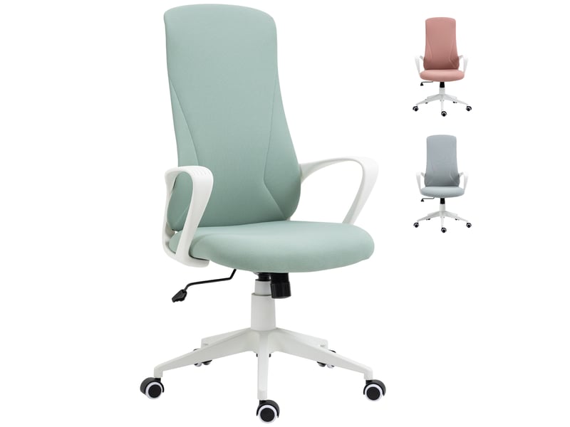  Fauteuil de bureau pivotant, réglable en hauteur, avec accoudoirs, fonction inclinable, dossier haut, 62 x 56 x 110-119,5 cm, vert  - Conforama A