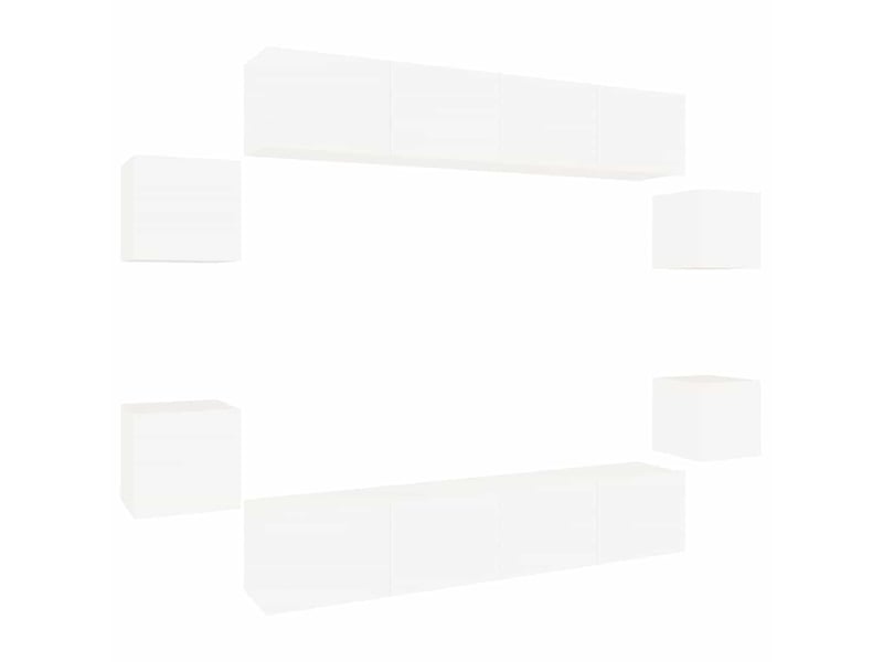  Ensemble de meubles tv - banc tv - meuble de rangement 8 pcs blanc bois d'ingénierie  - Conforama A