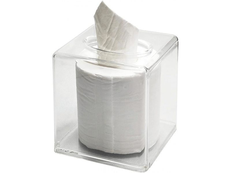  Boîte à mouchoirs carrée transparente en acrylique, adaptée à la salle de bain, à la cuisine et à la voiture, grande taille, 14*14*14 cm  - Conforama A