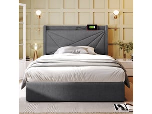 Lit coffre 90x200 cm <strong></strong> <strong>evarich</strong> coloris gris