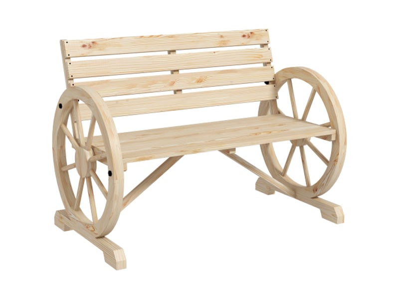  Banc de jardin 2 places en sapin, style rustique, avec accoudoirs, charge 240 kg, bois naturel  - Conforama A