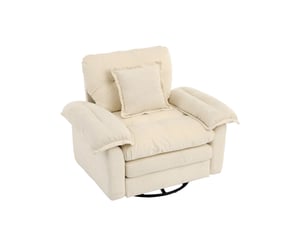 Fauteuil pivotant 360° 1 place en tissu beige avec coussin de soutien, idéal pour lire et se détendre chez vous