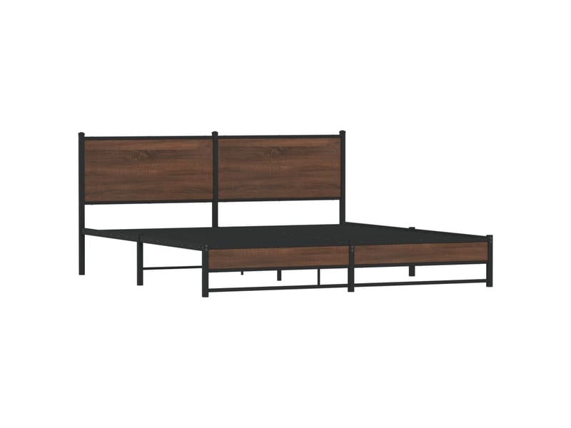  Lit double- lit adulte -  cadre de lit en métal sans matelas chêne marron 160x200 cm  - Conforama B