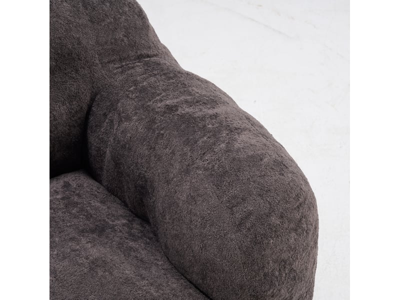  Fauteuil poire modenvie avec accoudoirs en fausse fourrure gris foncé, mousse déchiquetée, 95 x 95 x 79 cm  - Conforama E