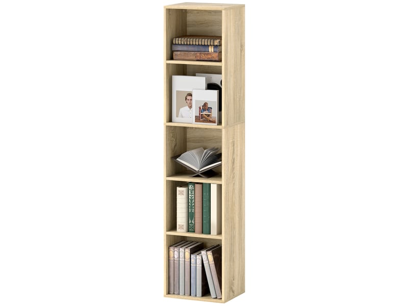  Bibliothèque étagère de rangement 5 niveaux avec étagères réglables pour salon, chambre, bureau, 30x24x133,5cm, naturel  - Conforama B