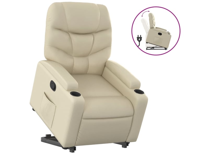  Fauteuil inclinable salon, fauteuil relax crème similicuir shl36823  - Conforama A