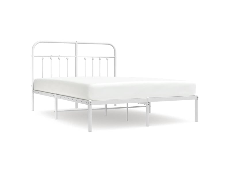  Lit double- lit adulte -  cadre de lit métal sans matelas et tête de lit blanc 135x190 cm  - Conforama A