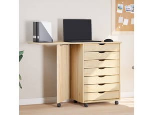 Caisson roulant avec bureau avec roue moss vernis transparent